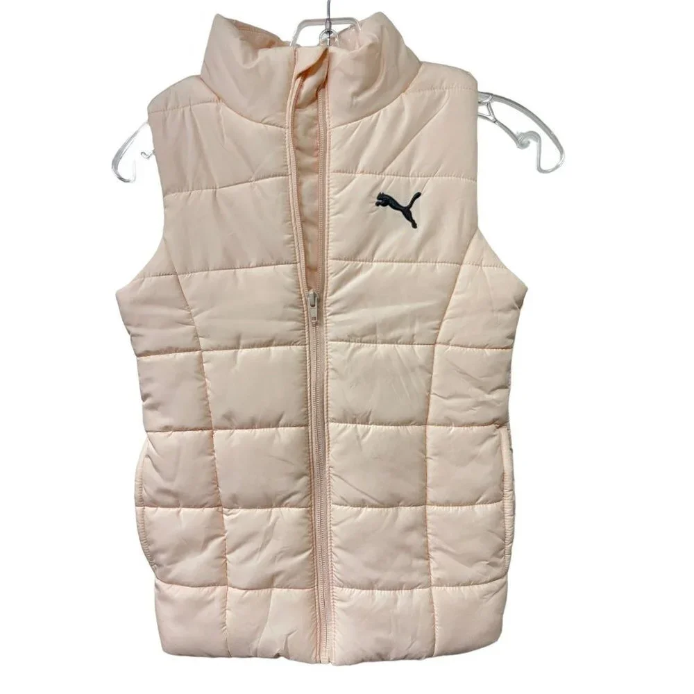 Puma Way 1 Girls Puffer Vest Jacket Light Peach/Pink Color Size S 7-8